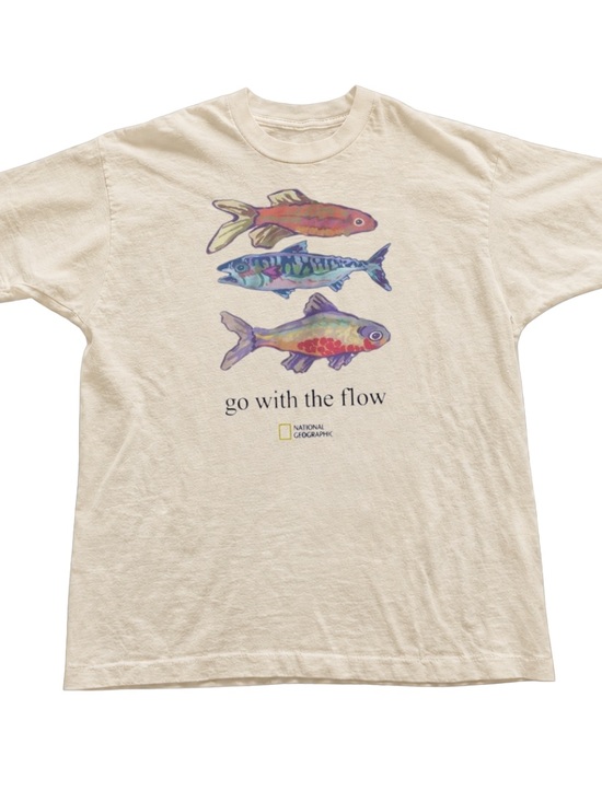 Gildan Tops - Gildan Cream Short-Sleeve Tee with Colorful Fish Graphic